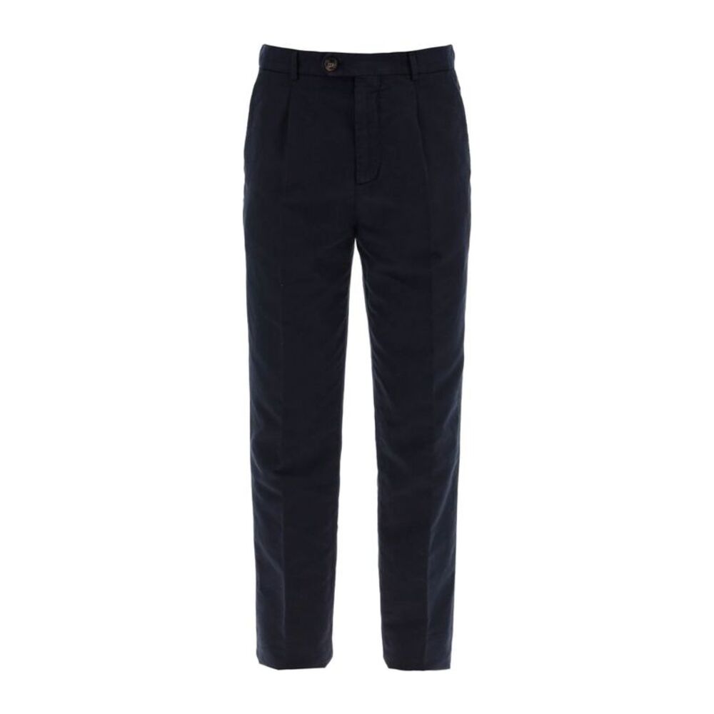 Brunello Cucinelli Blue Linen Casual Men's Pants